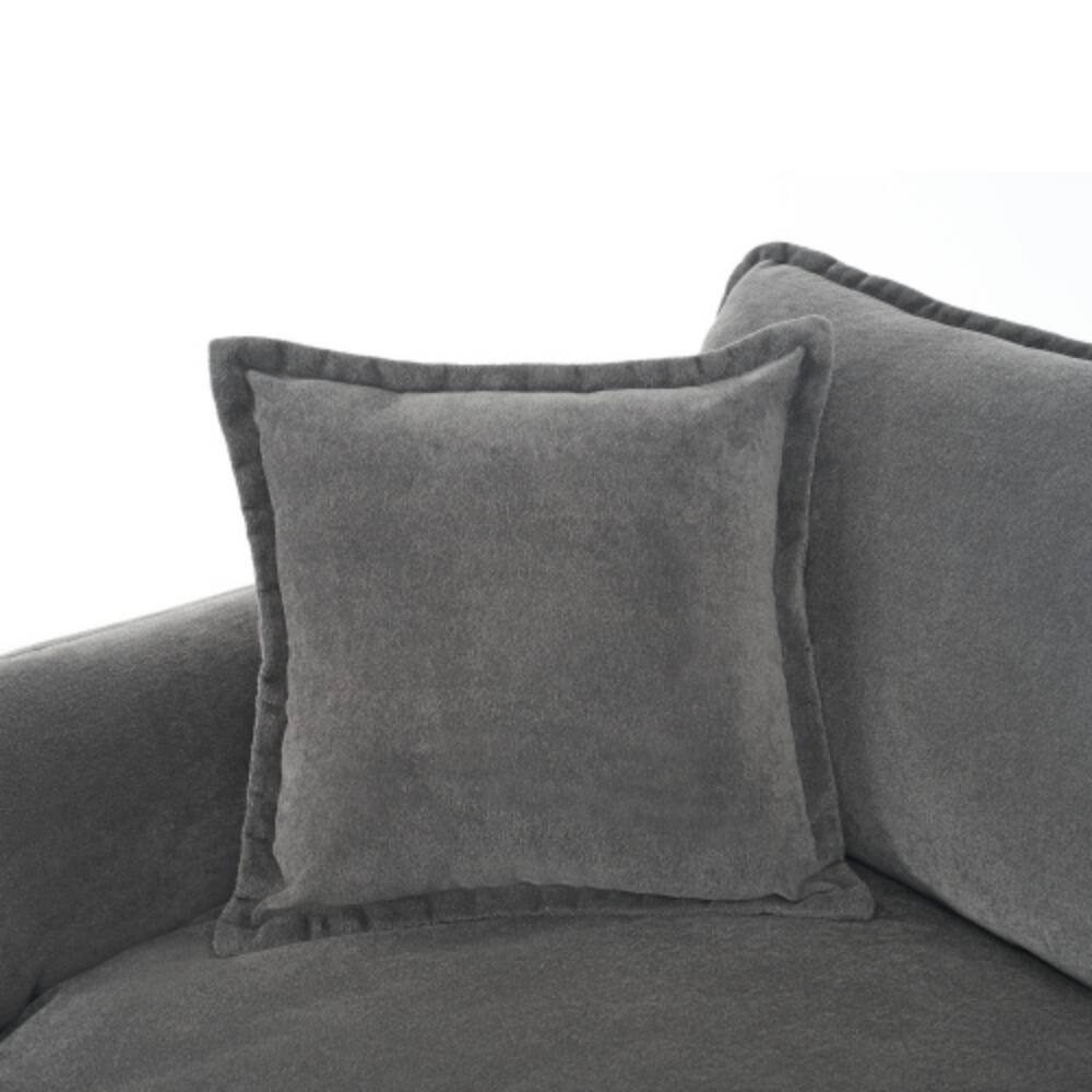 Alt View 4. LUCKY ONE - Deep Seat Modular L-Shape Sectional Cloud Sofa w/ Ottoman Chenille Loveseat DIY - Grey.