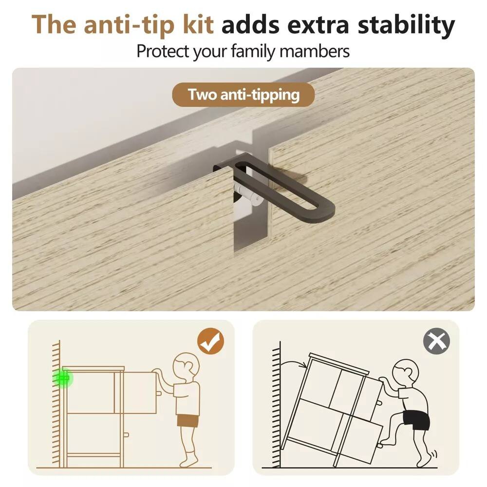 The anti-tip kit adds extra stability  
Protect your family members  
Two anti-tipping