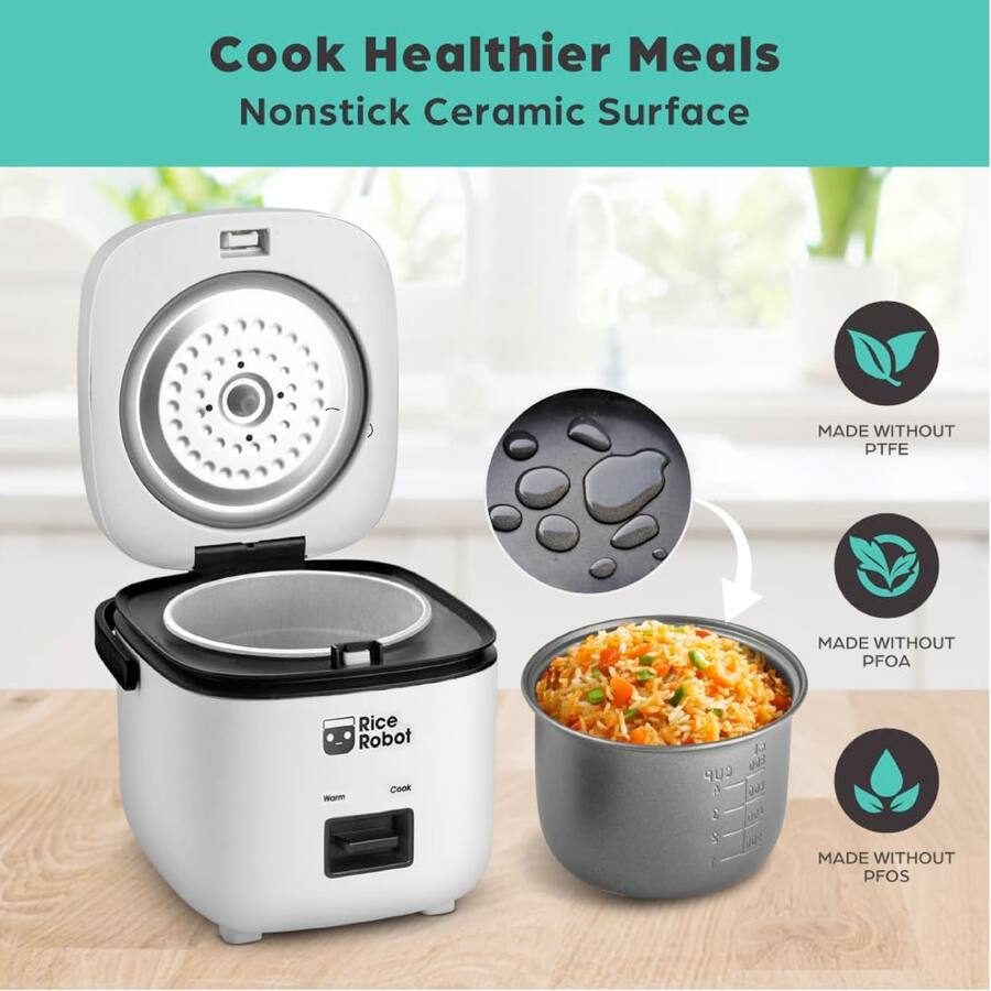 Kt Rice Maker Rice Robot Rice Cooker 8 Cups Cooked Electric Mini Rice Maker Pot White ...