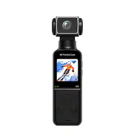 Umeiluce - 5K HD Pocket Action Camera WiFi Vlog Camcorder with Lavalier Wired Microphone 32G TF Card - Matte Black