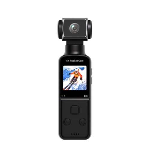 Umeiluce - 5K HD Pocket Action Camera WiFi Vlog Camcorder with Lavalier Wired Microphone 32G TF Card - Matte Black
