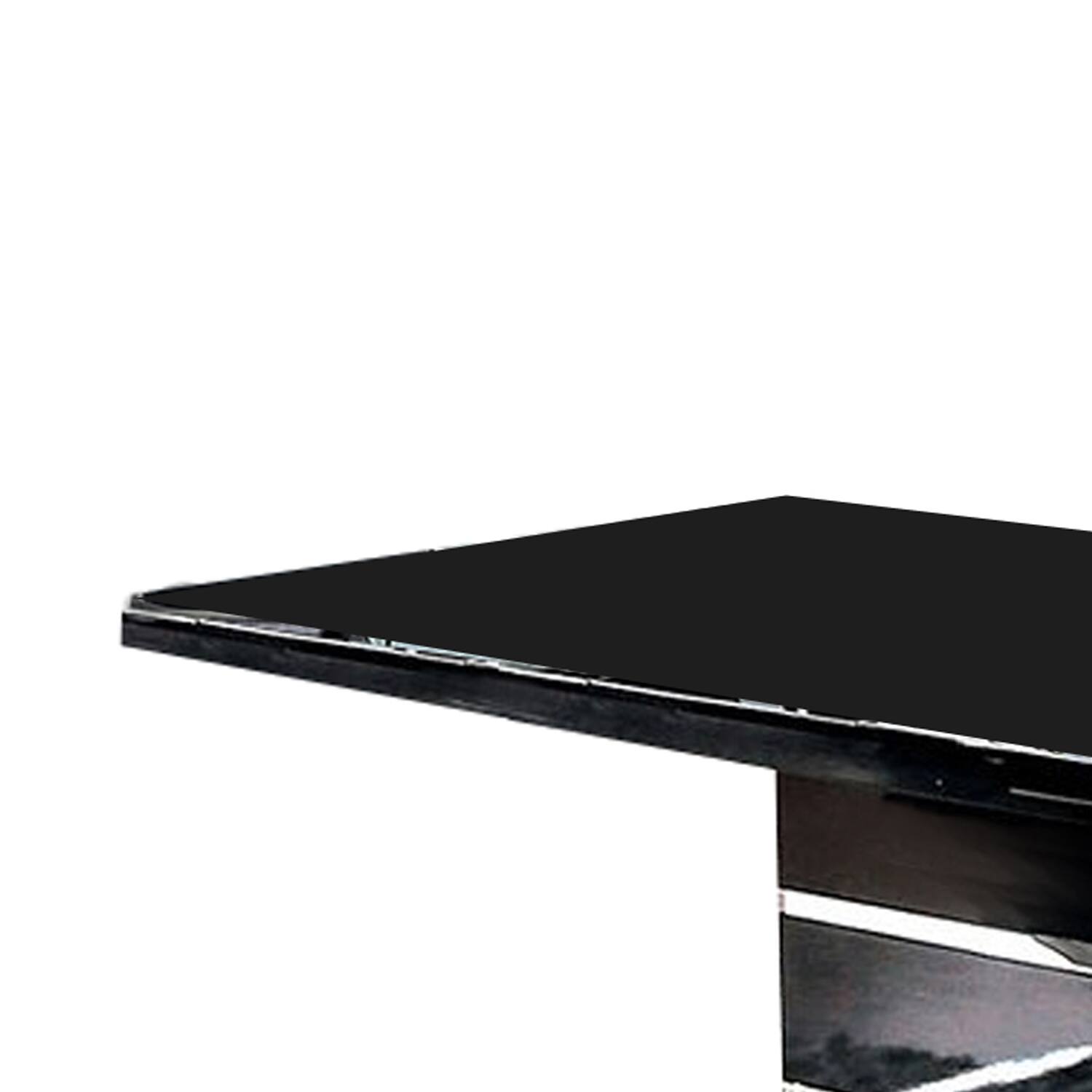 Alt View 1. Manhattan Lane - Wood and Metal High Gloss Finish Expandable Dining Table, Black and Silver - Black and Silver.
