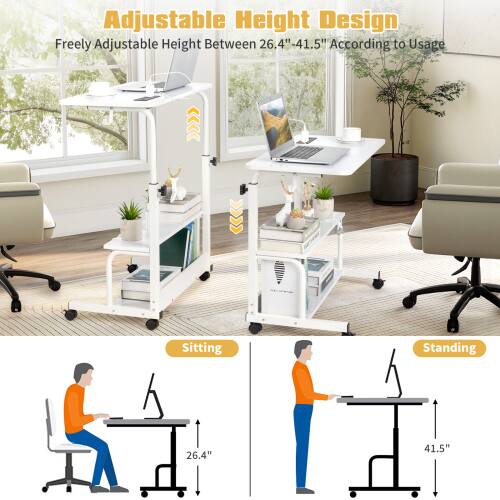 Adjustable Height Design  
Freely Adjustable Height Between 26.4" - 41.5" According to Usage  
Sitting: 26.4"  
Standing: 41.5"
