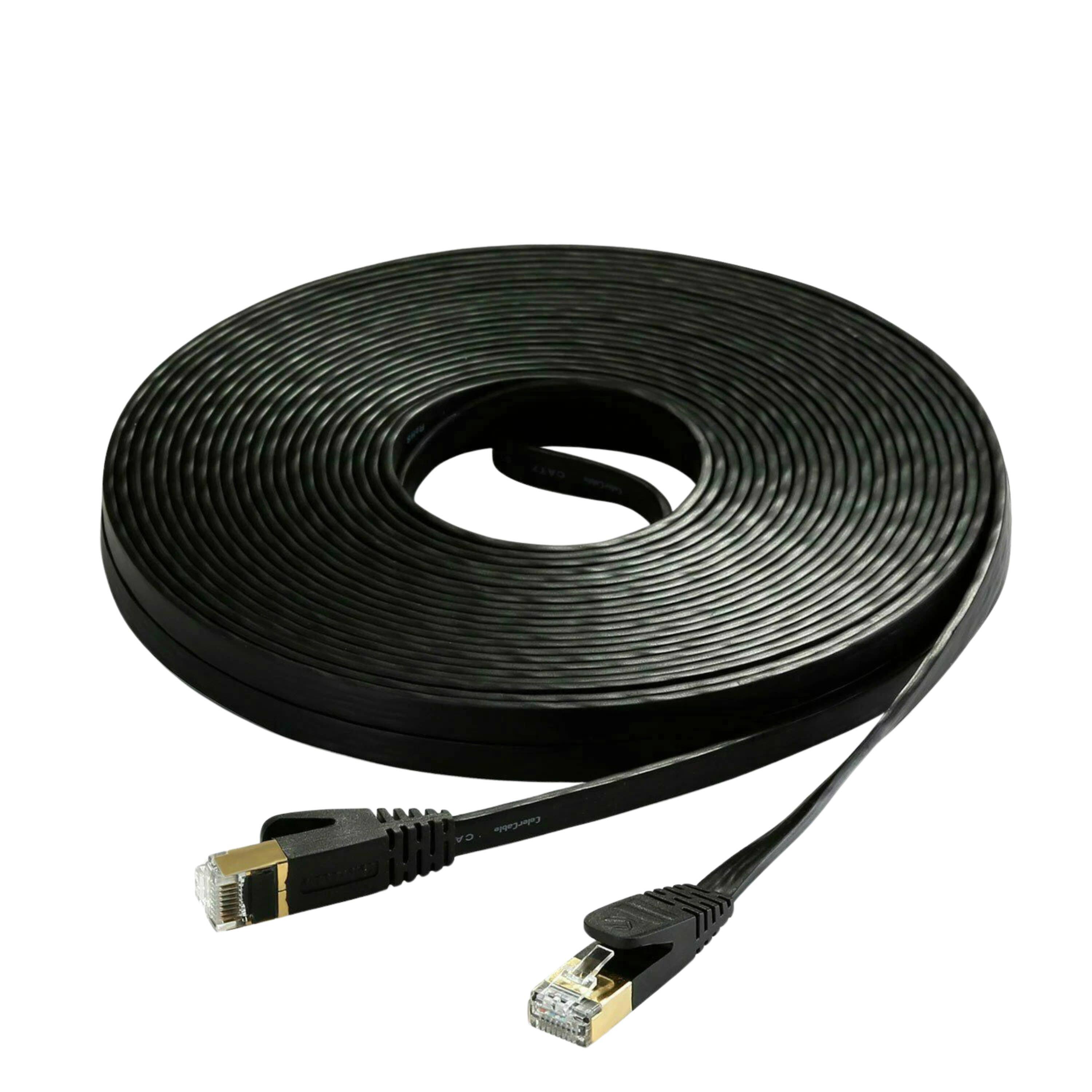 Front. Kitcheniva - Flat Ethernet Cable For Internet Router Patch Cord 50 Feet Black.