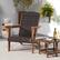 Angle. Costway - Patio Adirondack Chair with Rattan Padded Seat Wide Armrests & Hidden Cupholder - Brown,Mix Brown.