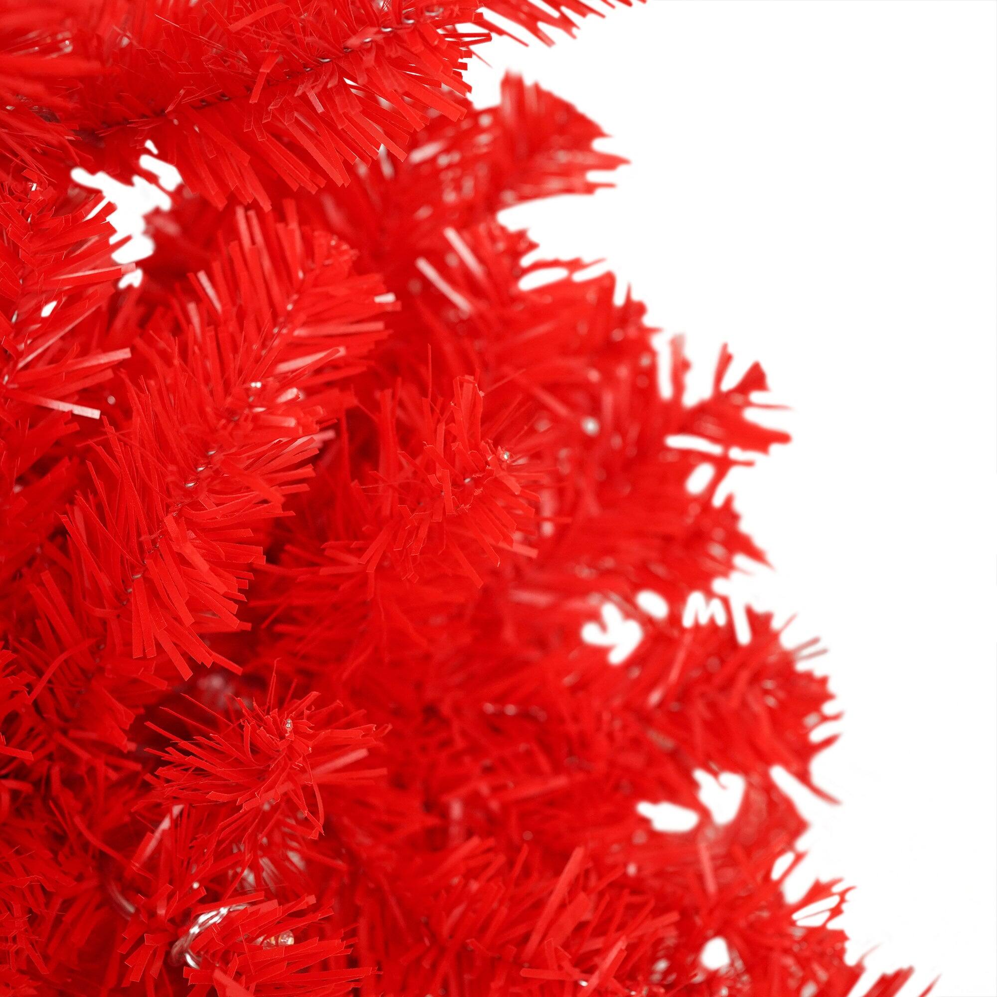 Alt View 9. Hivvago - Lighted  Santa Hat Style Christmas Tree Set of 2, 4ft Artificial Tree with Warm White Lights - Red,White.