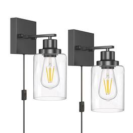 Earthley Blooms - 5 Light Bathroom Vanity Fixtures 31" Modern Brushed Lighting For Over Mirror Sconces Wall Bedroom - Black-2 Pack