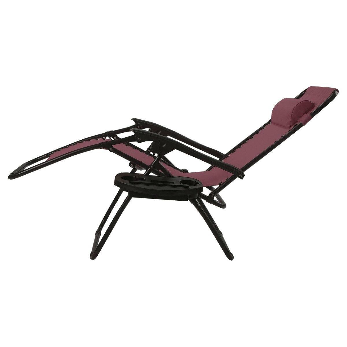 Back. Hivvago - Set of 2 Burgundy Wine Red Folding Outdoor Zero Gravity Lounge Chair - Burgundy Wine Red.