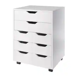 Winsome Wood - Norfolk 6 Bins, 2 Drawer Mobile Cabinet - White