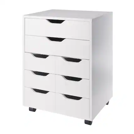 Front. Winsome Wood - Norfolk 6 Bins, 2 Drawer Mobile Cabinet - White.