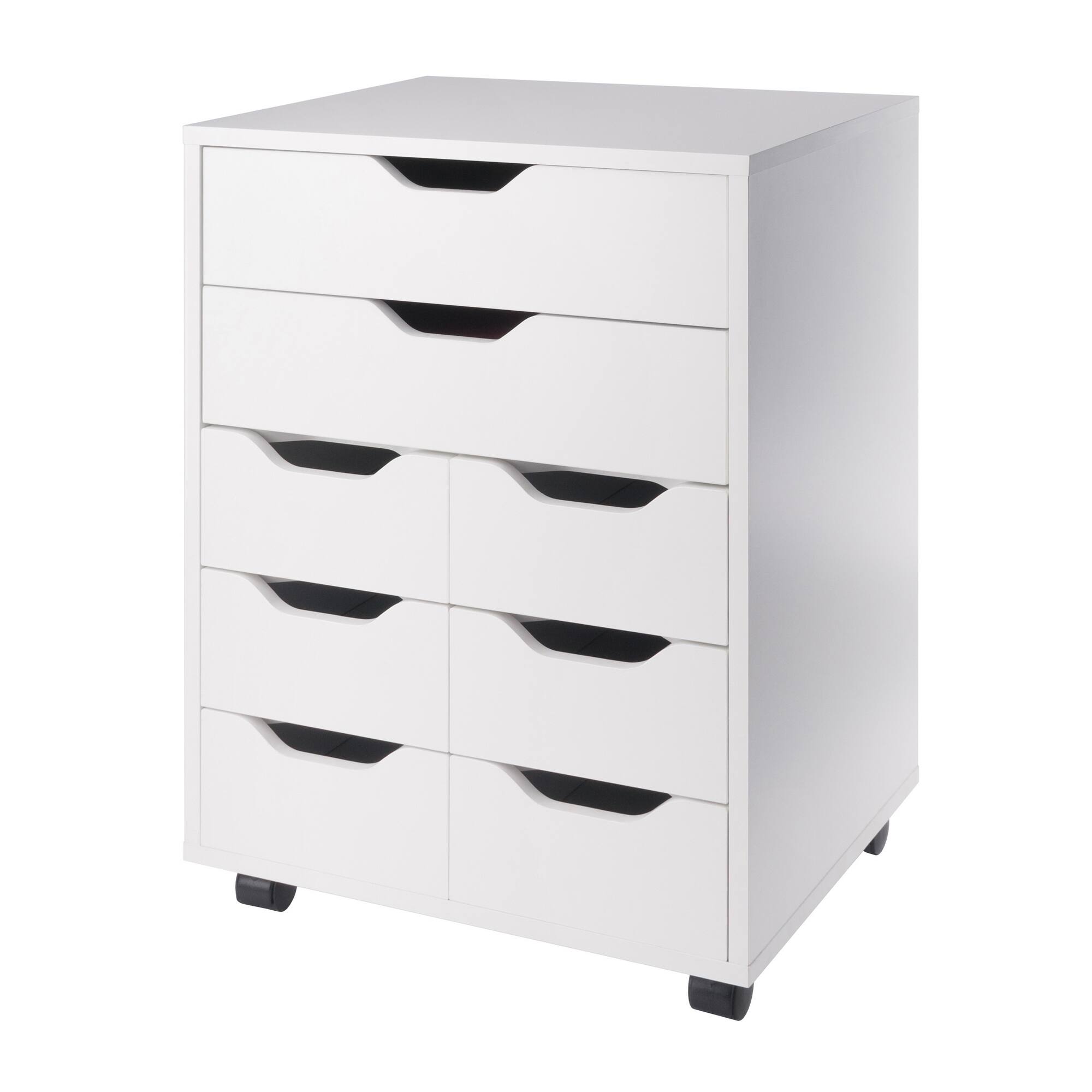 Front. Winsome Wood - Norfolk 6 Bins, 2 Drawer Mobile Cabinet - White.