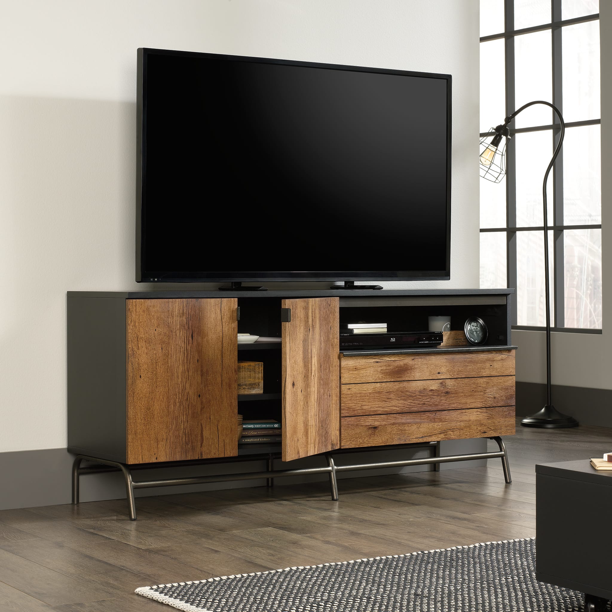 Angle. Sauder - Boulevard Café TV  Credenza - Black.