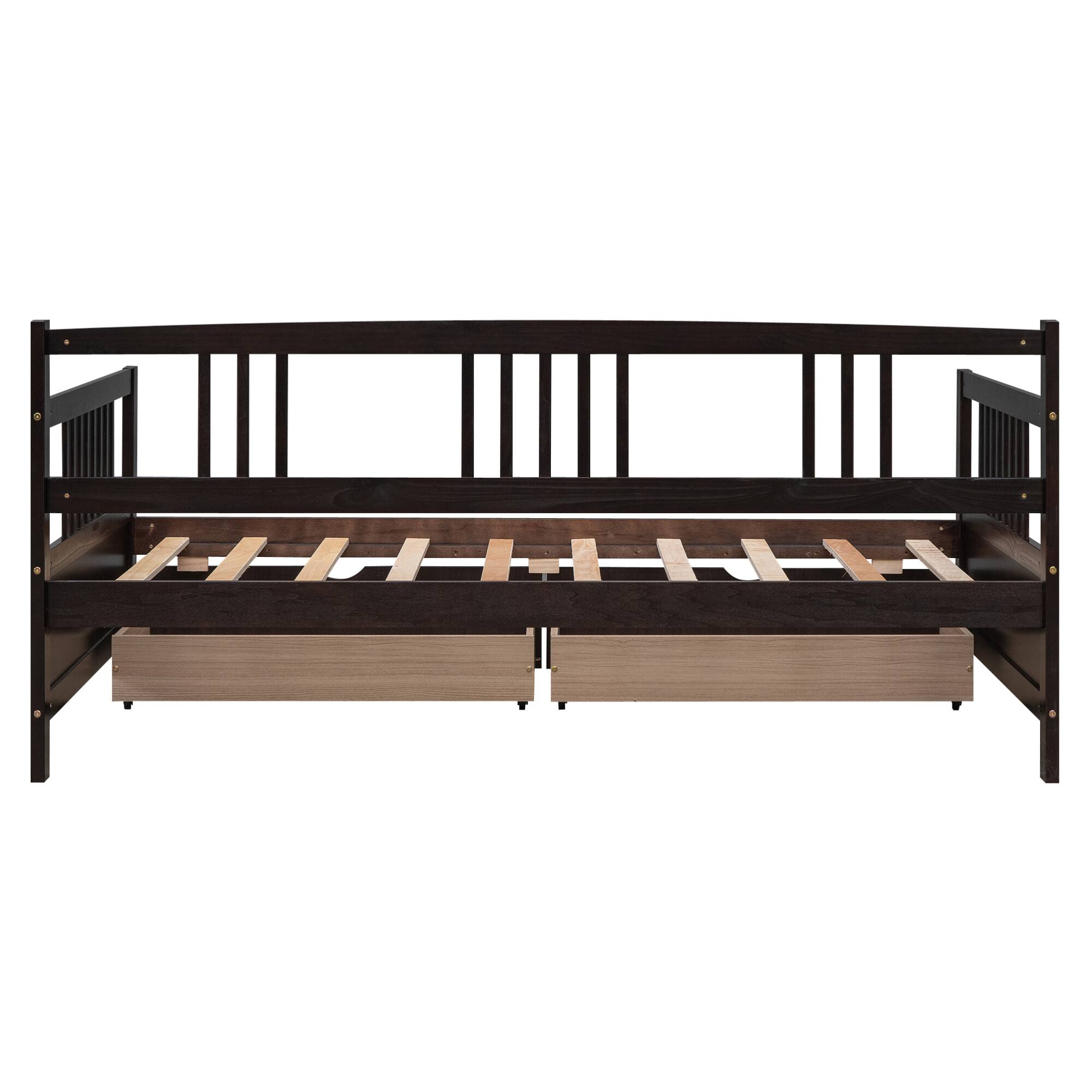 Alt View 6. GOODSILO - Compact Twin Daybed with Dual Storage Drawers and Sofa Functionality for Versatile Living Spaces - Espresso.