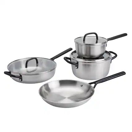 Front. ZWILLING - ZWILLING Milano Stainless Steel 7-pc Stainless Steel Cookware Pan Set - Stainless Steel.