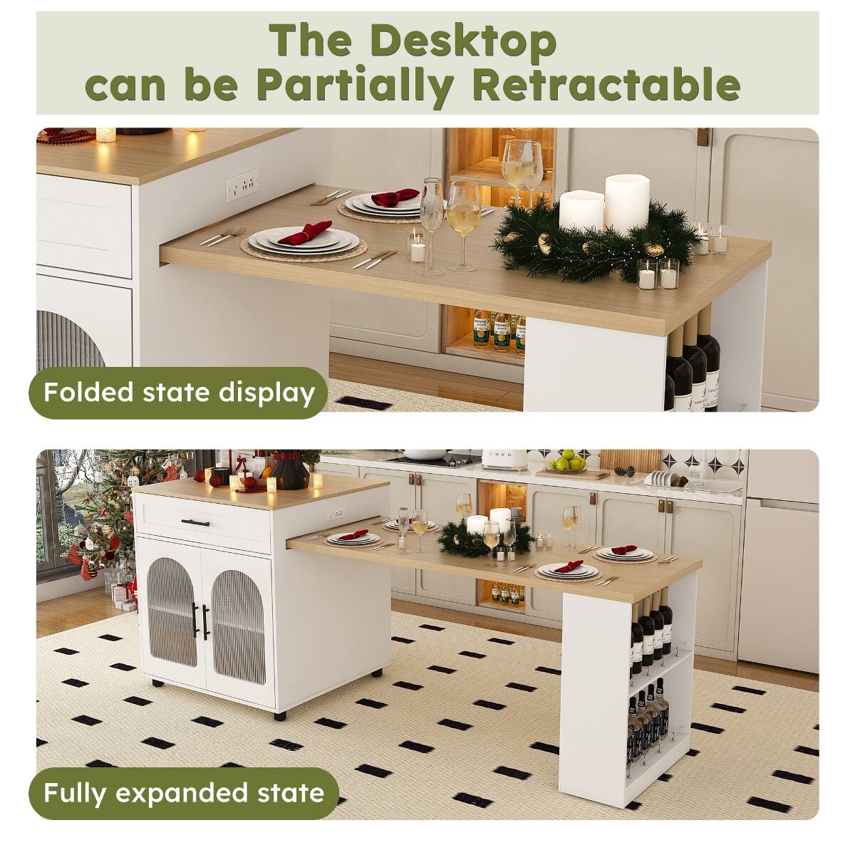 The Desktop can be Partially Retractable

Folded state display

Fully expanded state