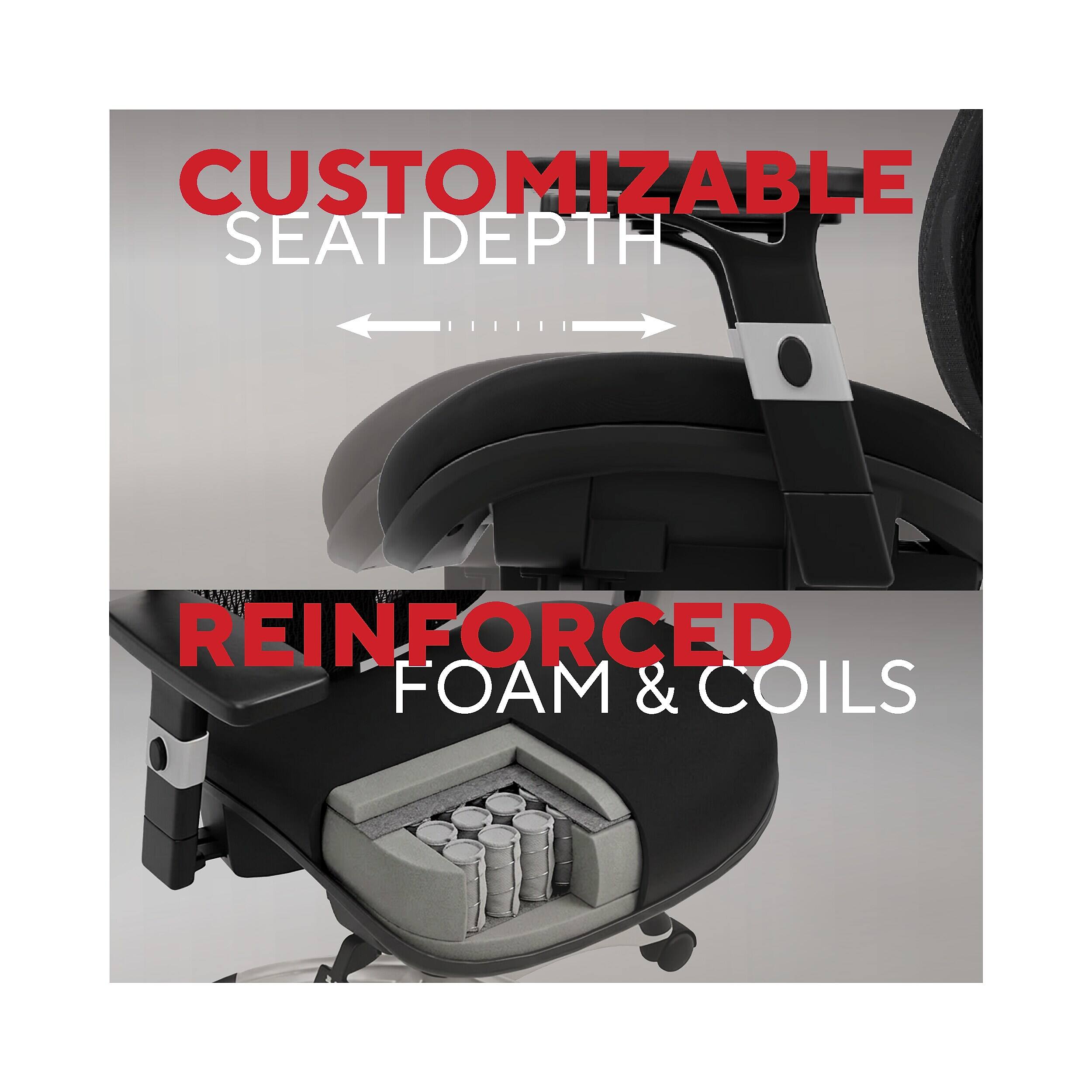 CUSTOMIZABLE SEAT DEPTH  
REINFORCED FOAM & COILS