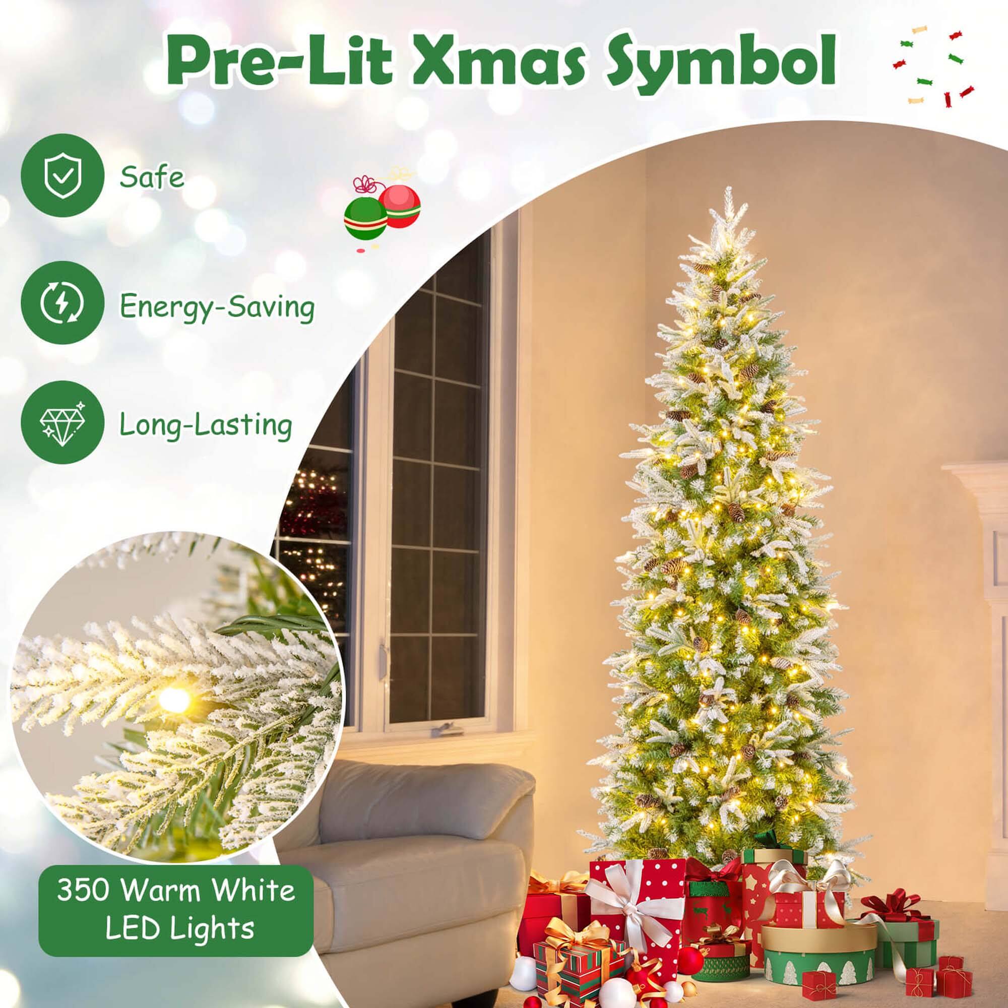 Pre-Lit Xmas Symbol: Safe, Energy-Saving, Long-Lasting, 350 Warm White LED Lights