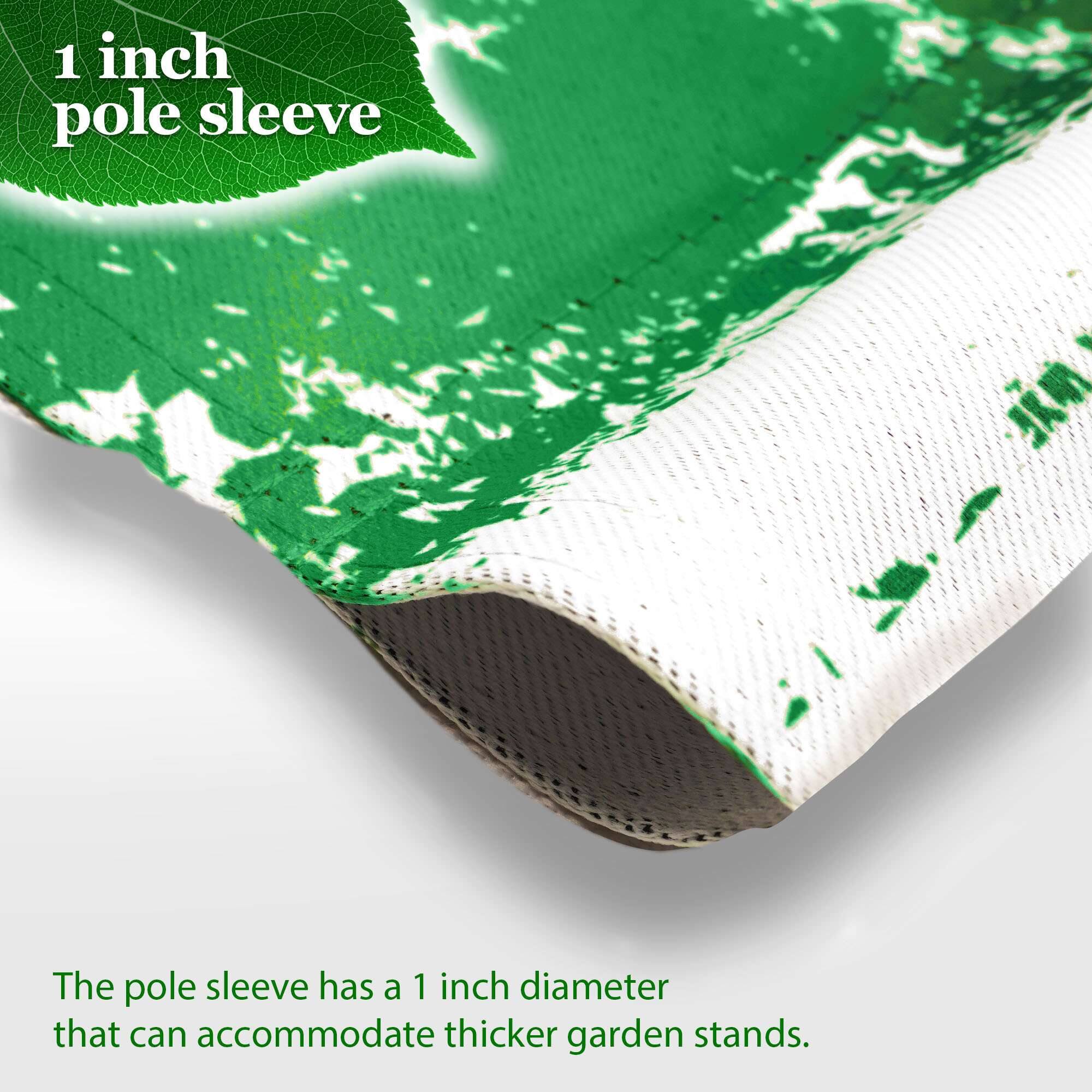 1 inch pole sleeve

The pole sleeve has a 1 inch diameter that can accommodate thicker garden stands.