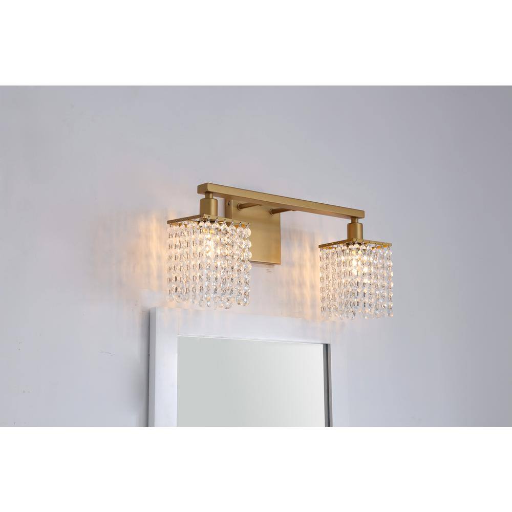 Angle. Living District - Phineas 2 light Brass and Clear Crystals wall sconce - Brass And Clear Crystals.