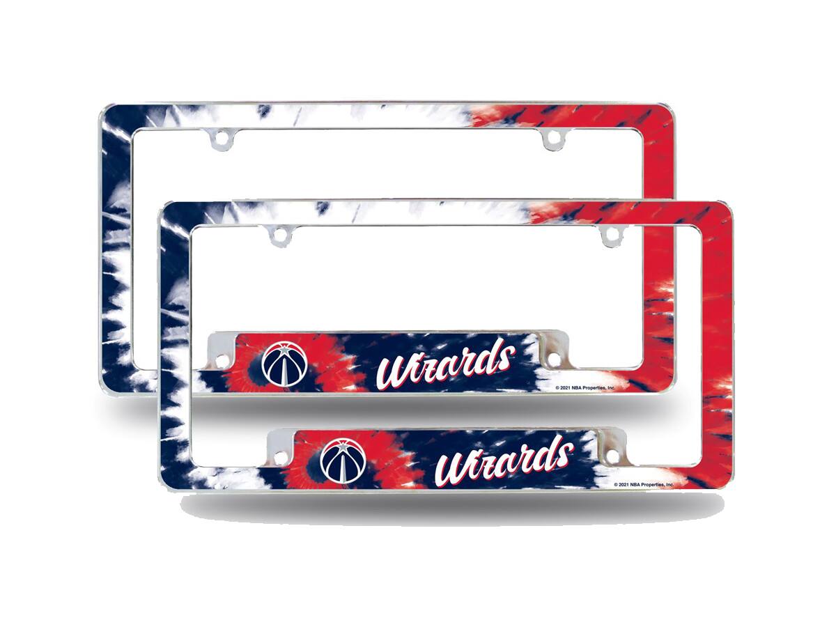 Washington Wizards Chrome Metal (Set of 2) License Plate Frames with Bold Tie Dye Design