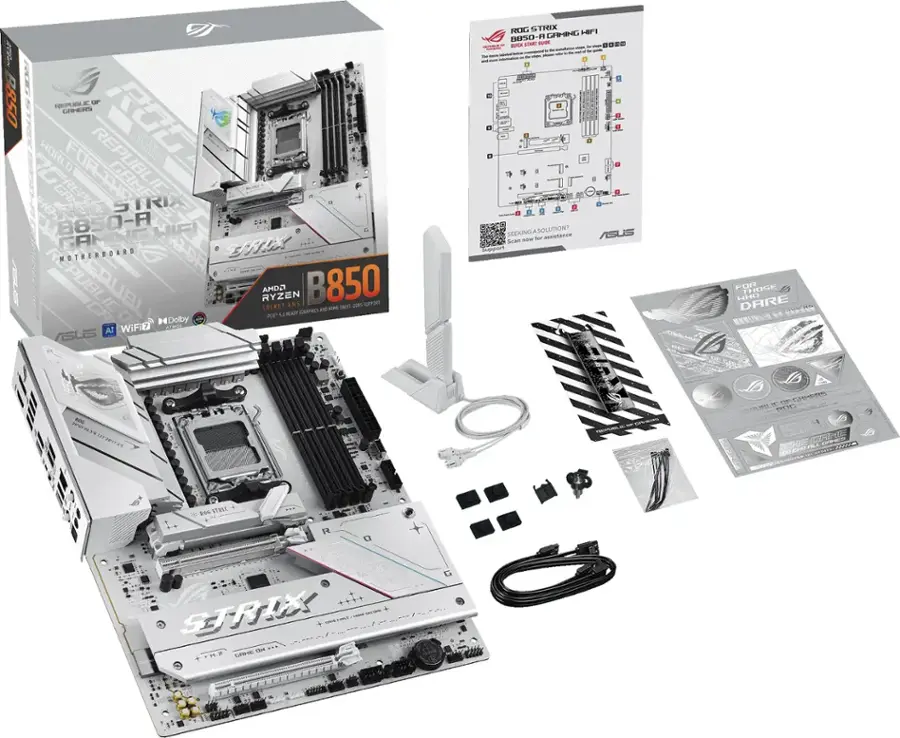The image features a computer motherboard and its components, including a power supply, a CPU, and a graphics card. The motherboard is labeled "B350-A" and is designed for gaming. The image also includes a box with a diagram of the motherboard and its components. The components are arranged in a way that showcases the various parts of the computer system.