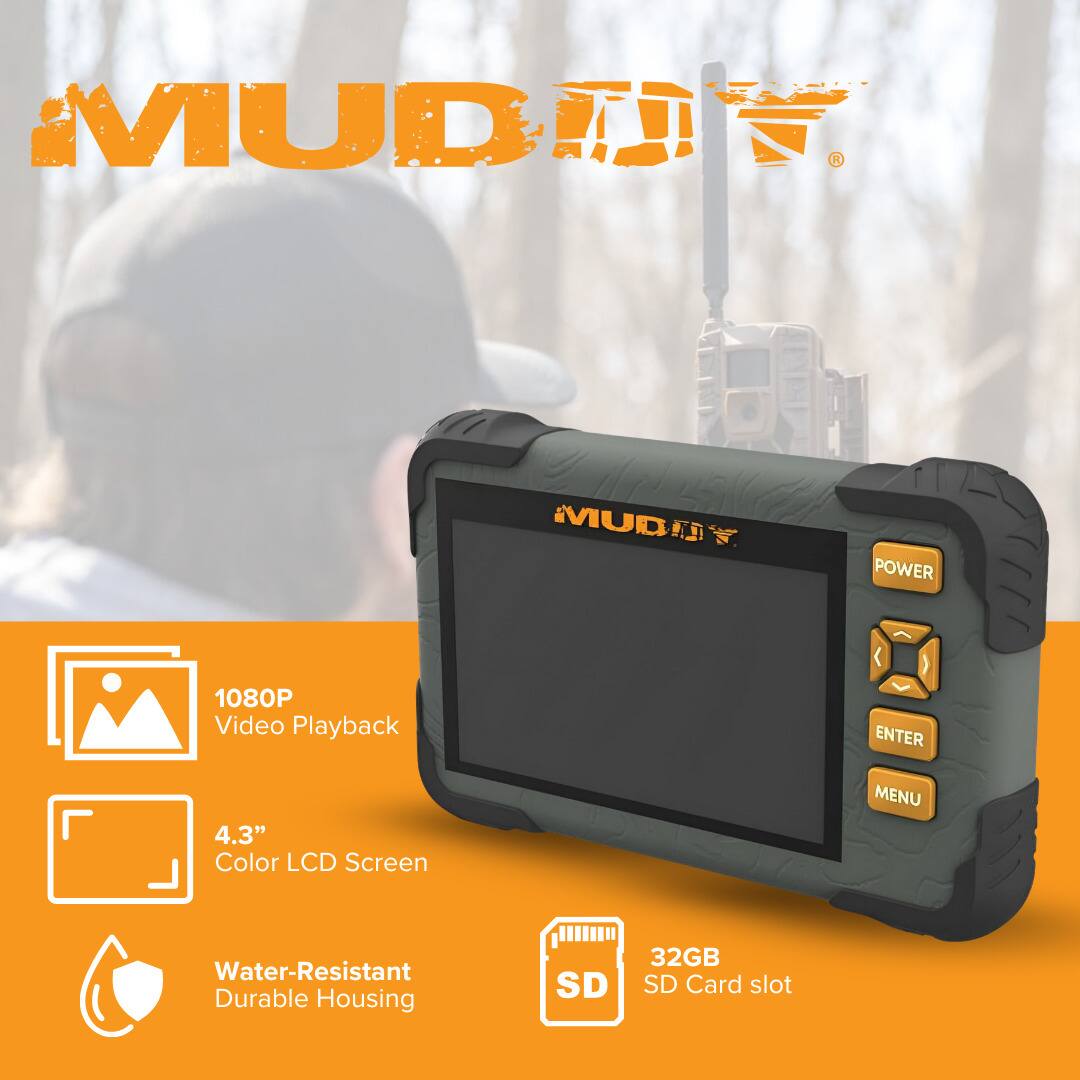 MUDIY

- 1080P Video Playback
- 4.3" Color LCD Screen
- Water-Resistant Durable Housing
- 32GB SD Card slot