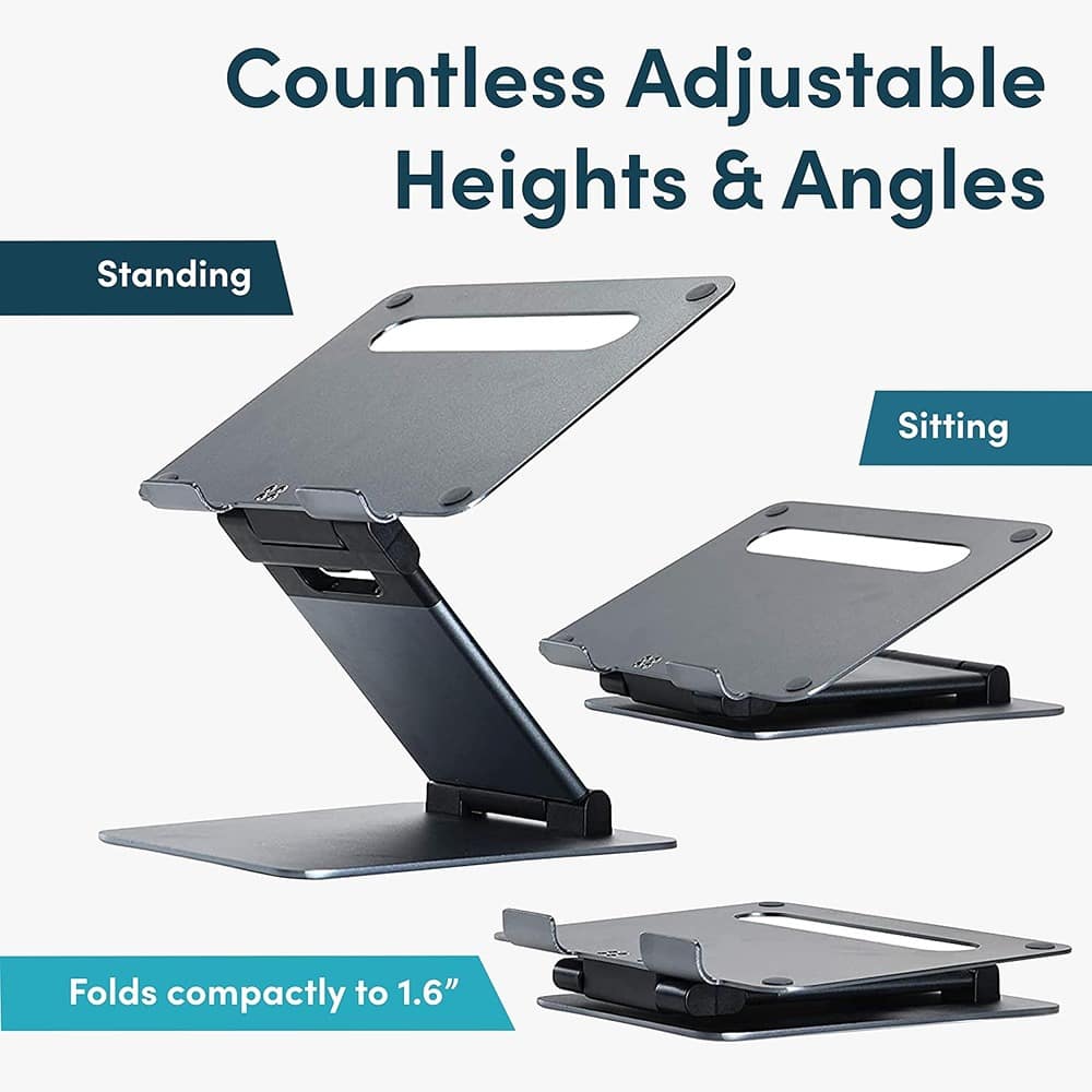ACJPR - Adjustable Ergonomic Laptop Stand, Portable Riser, Fits 10–17" Laptops - Color: 1. Grey Size: 1. Up to 17" Laptop