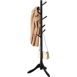 SlickBlue - Space-Saving Solid Wood Coat Rack for Entryway or Bedroom - Black