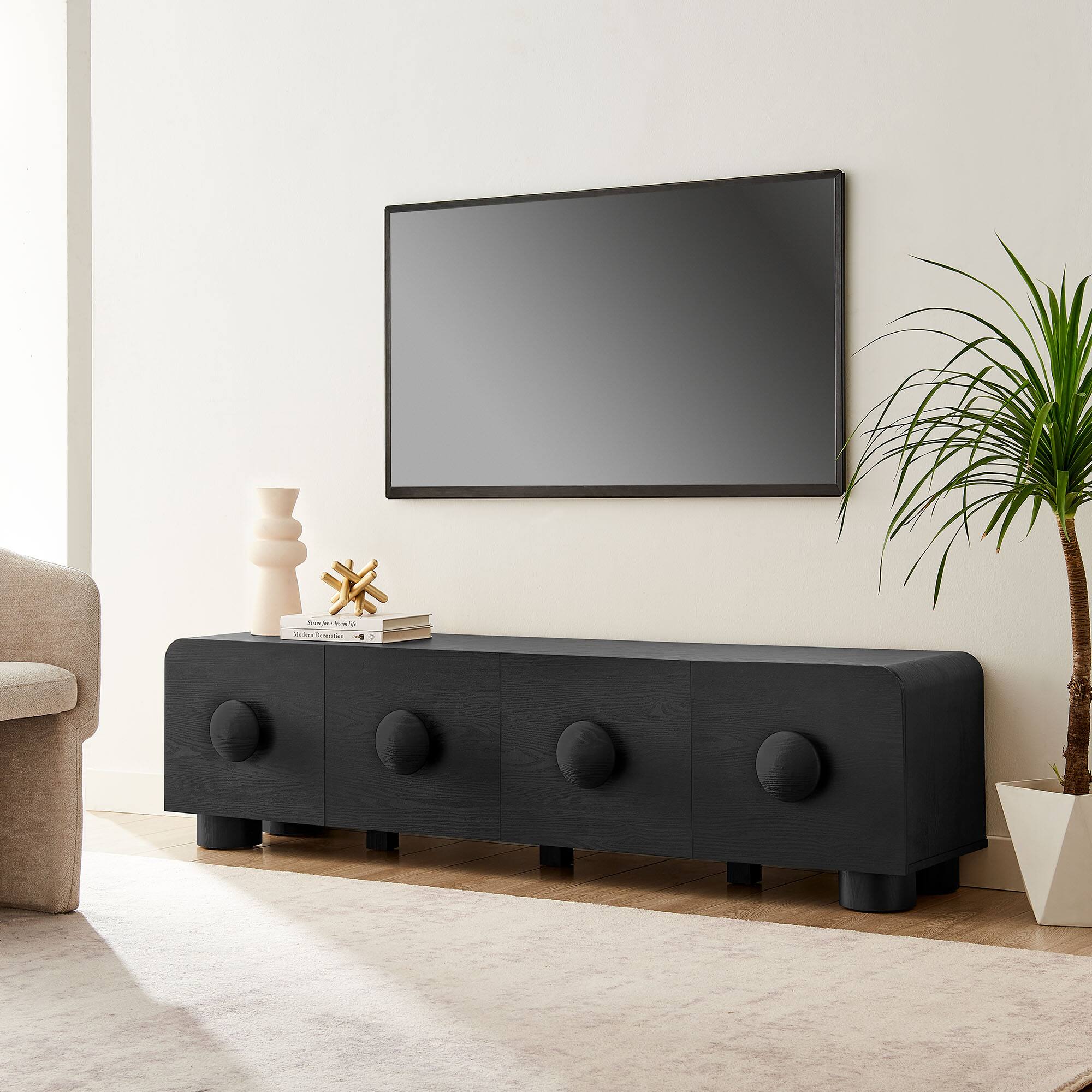 Alt View 5. Modway - Sonnet 69" Low Profile TV Stand by Modway - Black.