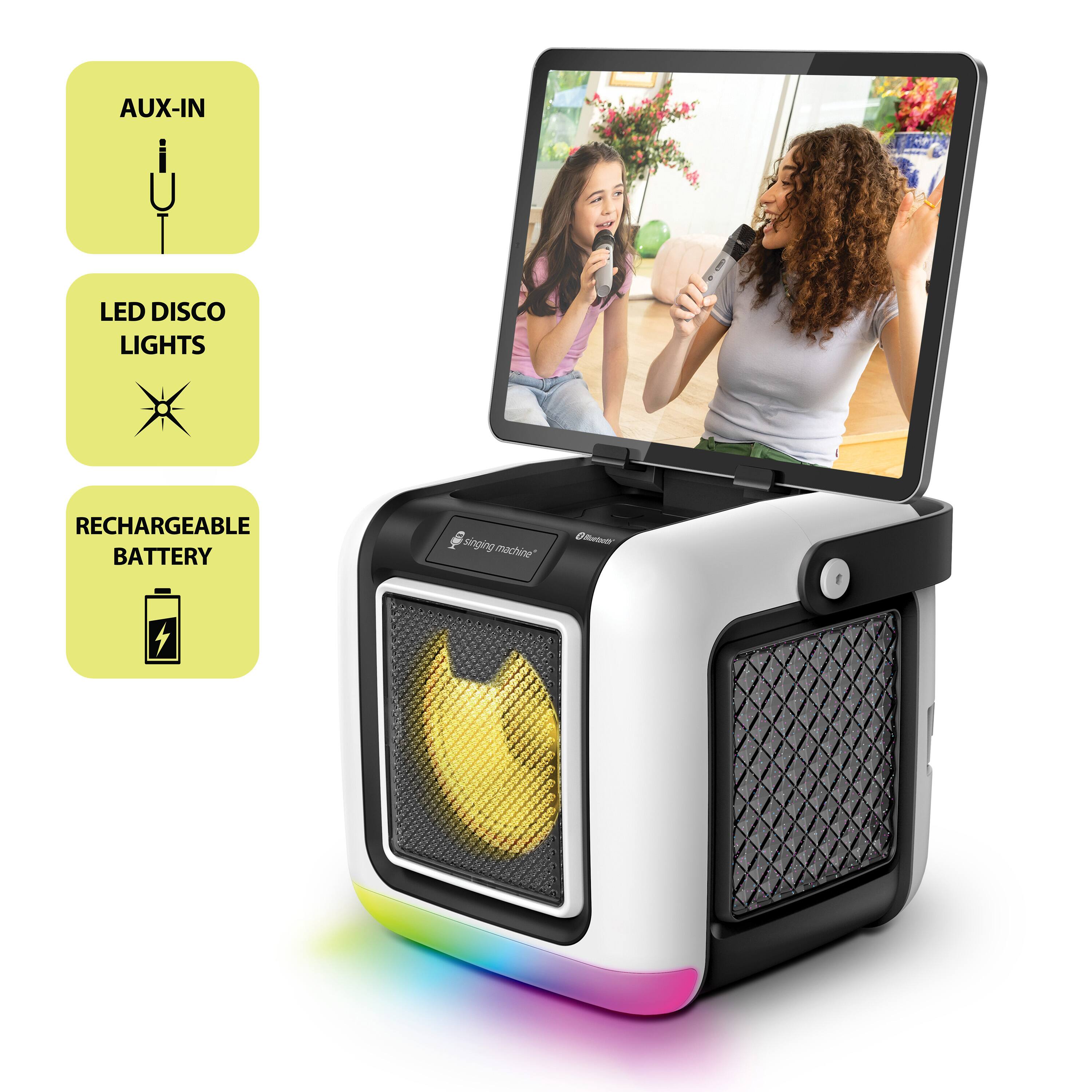 AUX-IN  
LED DISCO LIGHTS  
RECHARGEABLE BATTERY  
singing machine  
Bluetooth