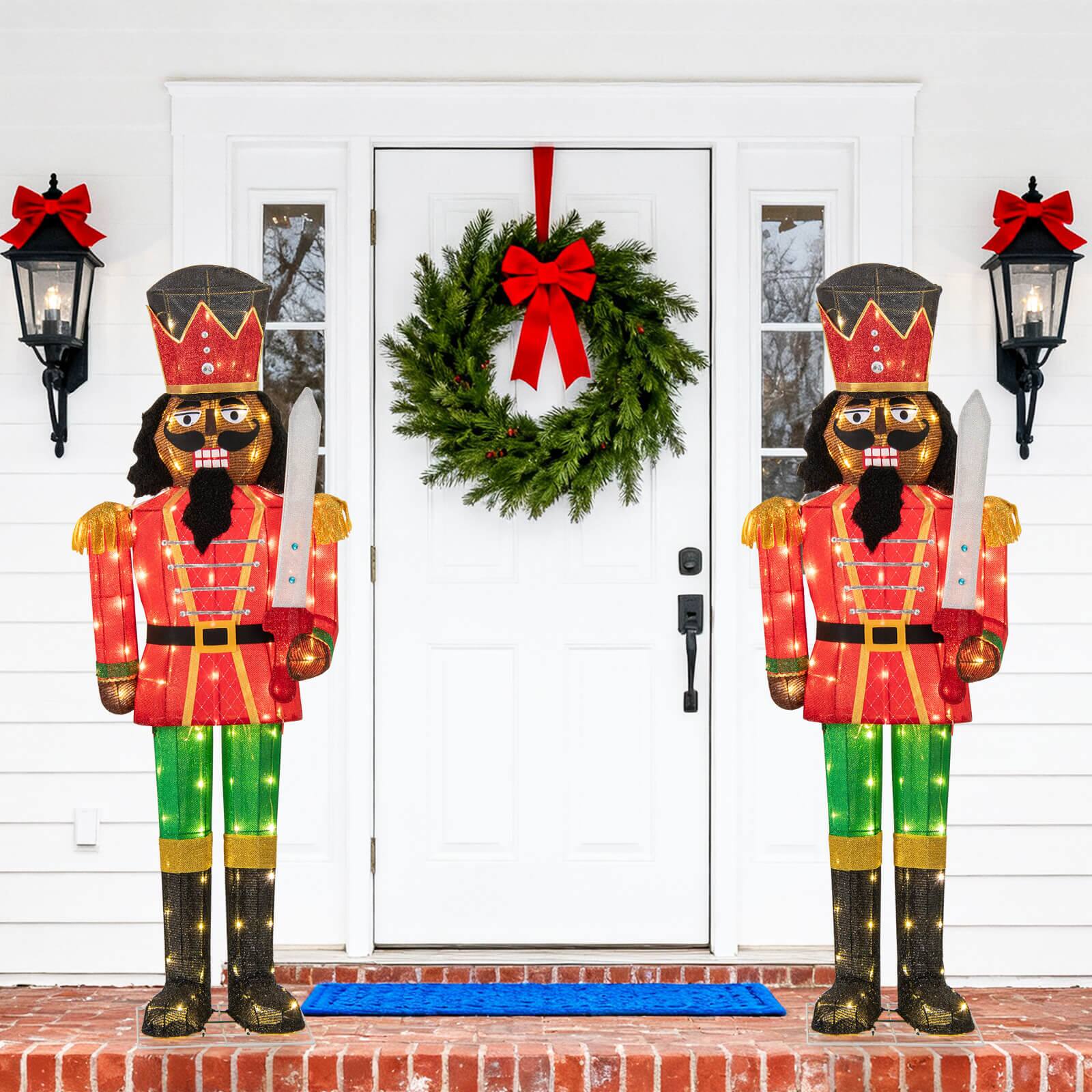Alt View 4. Costway - Costway 2 PCS 5 FT Lighted Christmas Nutcracker with Glitter Sword, 100 Lights for Outdoor - Multicolor.