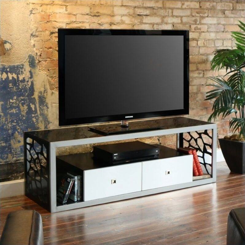 Front. Walker Edison - Mosaic TV Stand for Most Flat-Panel TVs Up to 60" - Black/White.