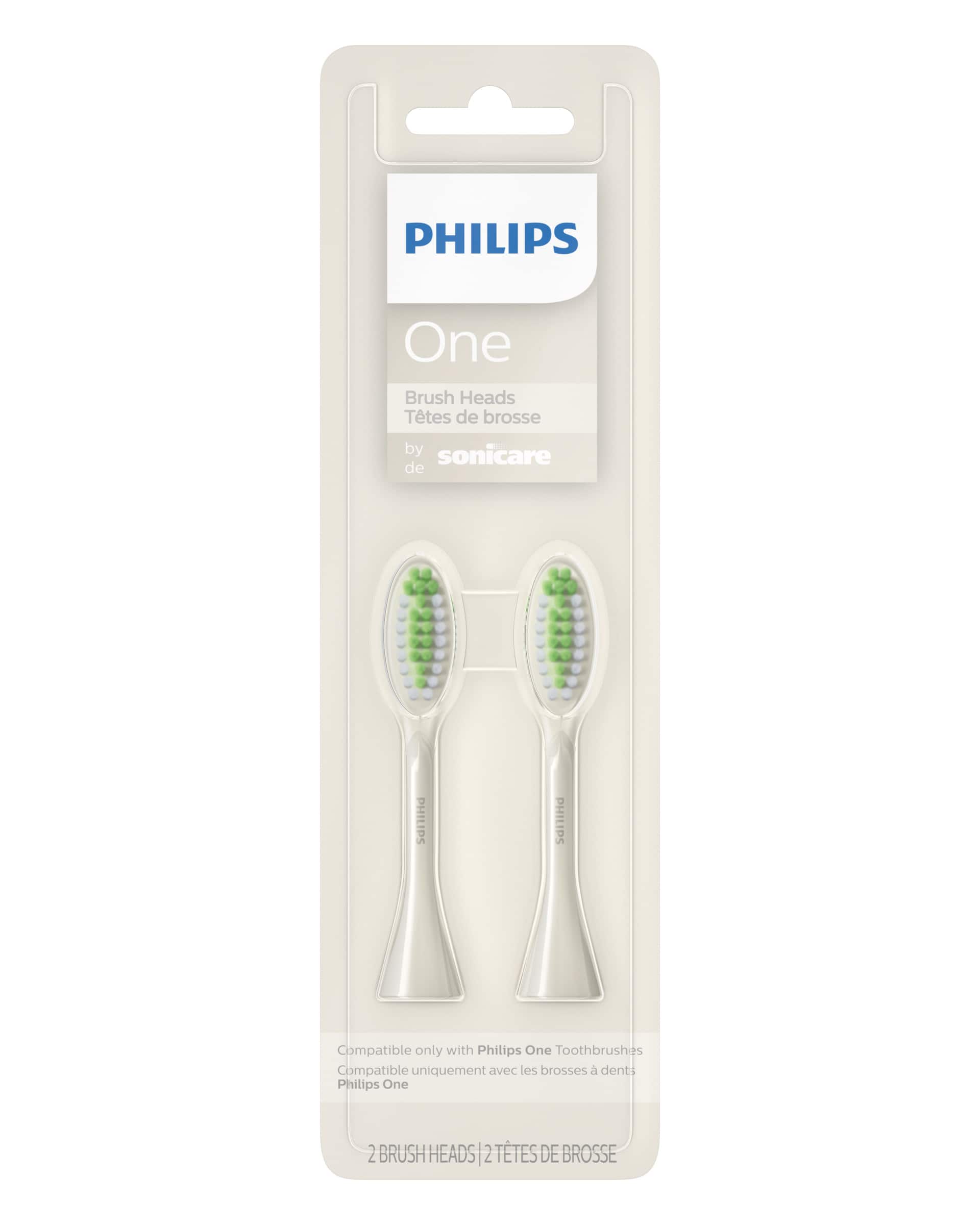 Left. Philips Sonicare - Philips One by Sonicare 2pk Brush Heads - Snow White.