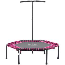 Soozier - 48" Adult Hexagon Rebounder Trampoline Fitness Bungee Jumping Cardio Trainer Outdoor Bouncer Jumper Adjustable Bar - Pink and Black