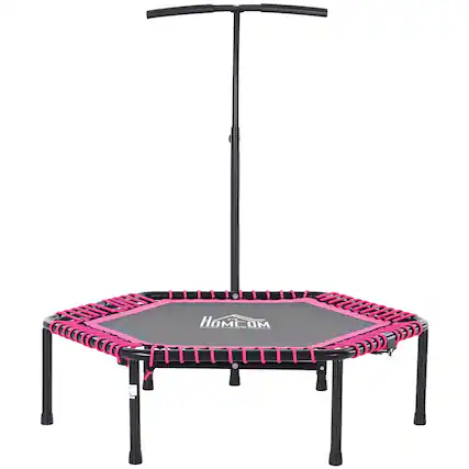 Front. Soozier - 48" Adult Hexagon Rebounder Trampoline Fitness Bungee Jumping Cardio Trainer Outdoor Bouncer Jumper Adjustable Bar - Pink and Black.