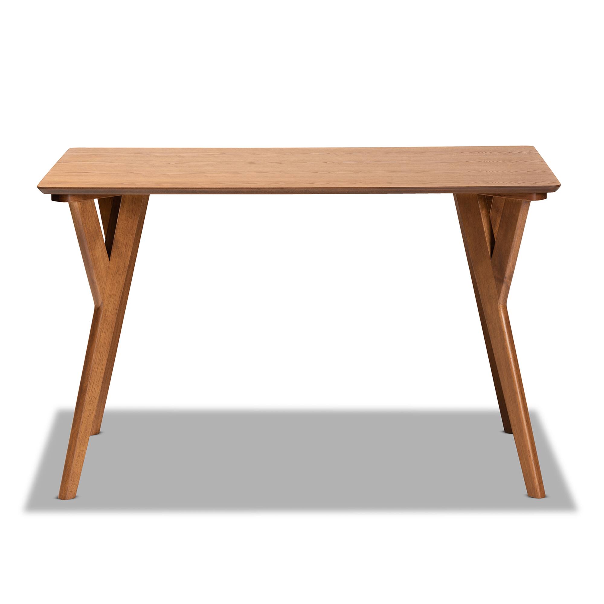 Angle. Baxton Studio - Sahar Mid-Century Modern Transitional Finished Wood Dining Table - Walnut brown.