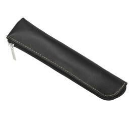 Unique Bargains - 1pc Mini Leather Pen Pouch, Small Zippered Pencil Case, Stationery & Makeup Organizer for Adults - Black
