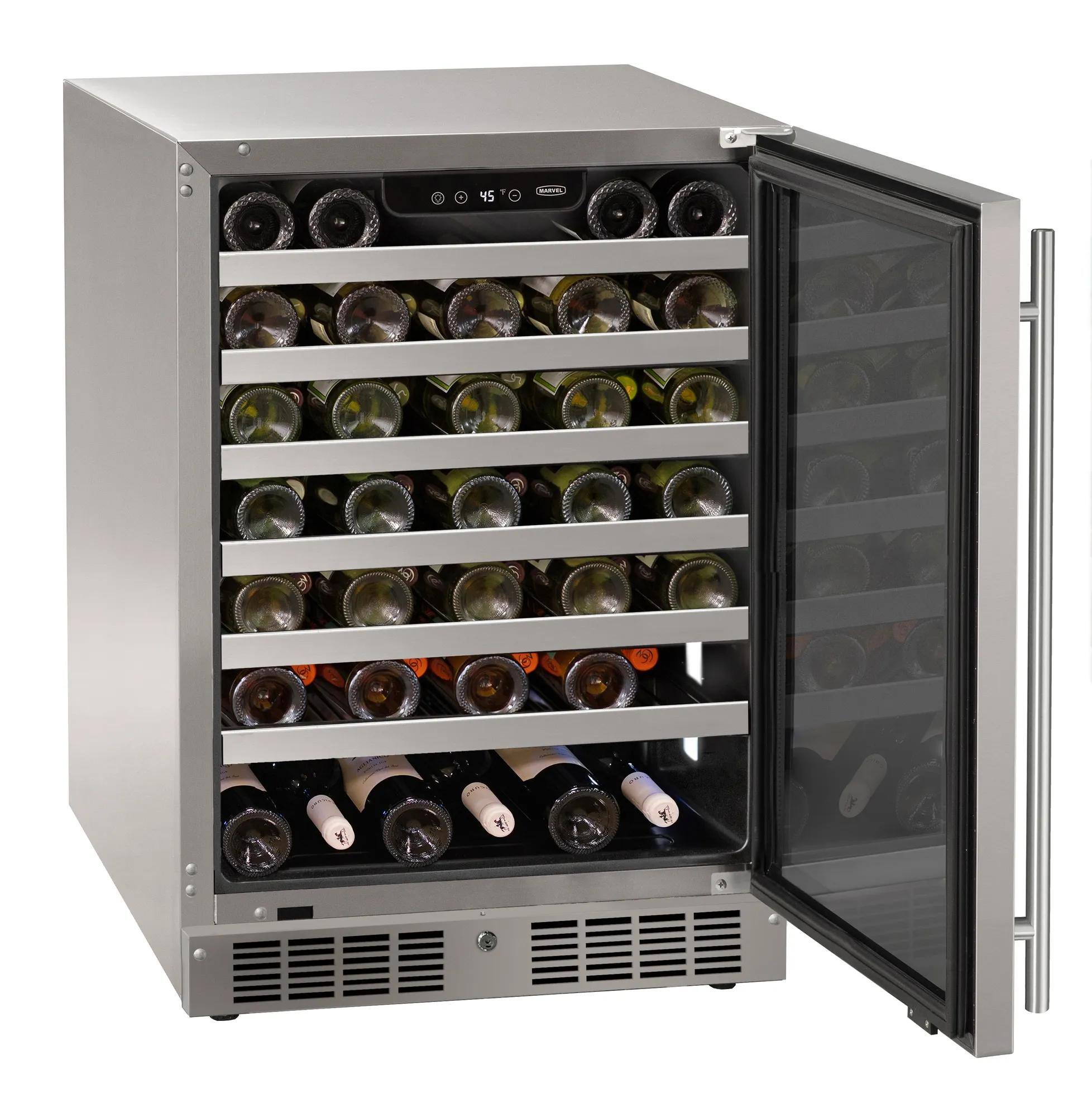 Alt View 1. Marvel - Marvel 24"W. 5.1 Cu.Ft. Built-In Wine Refrigerator-Stainless Steel Frame/Glass - Stainless Steel.