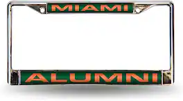 Rico Industries - Miami Hurricanes Alumni Chrome Metal Laser Cut License Plate Frame - Multi