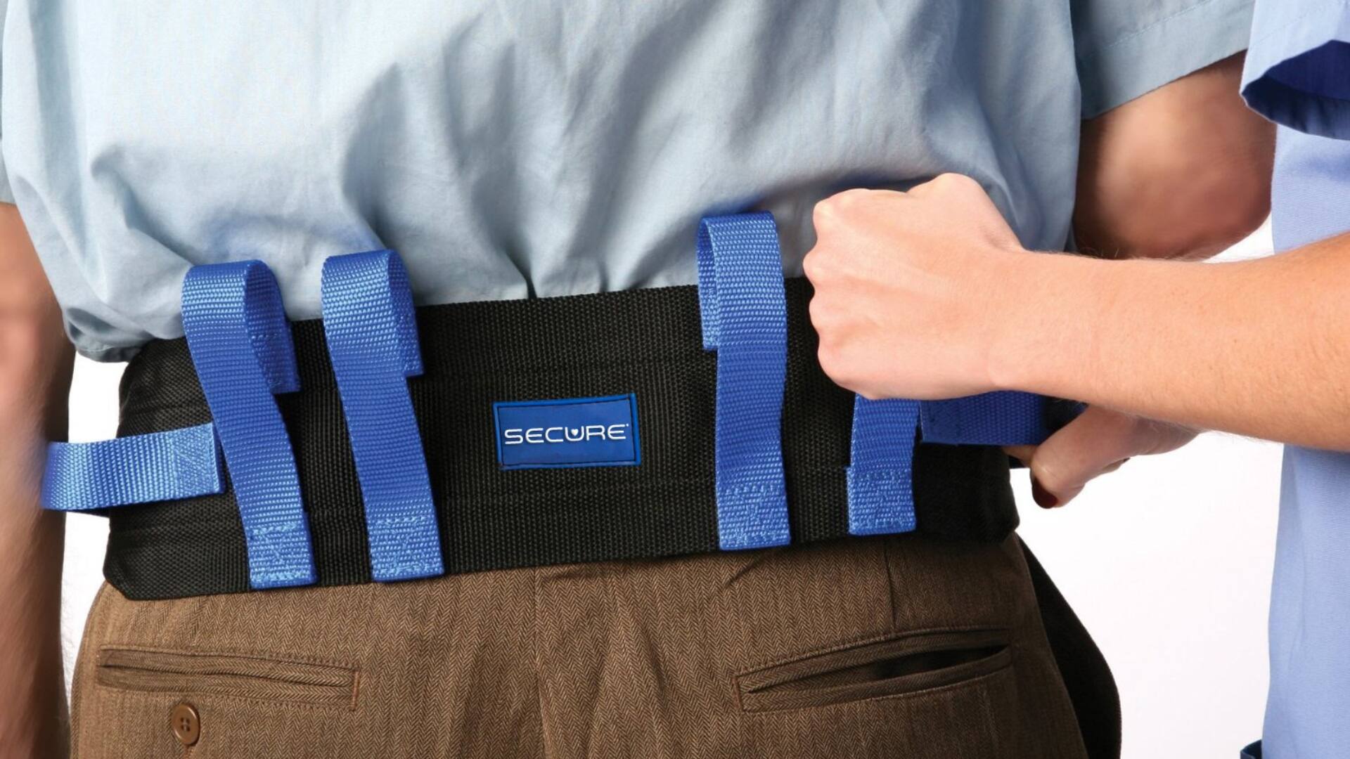 Alt View 2. Secure Safety Solutions - Secure Gait Belt for Seniors - 52" Transfer Lift Belt,  6 Handles & Quick-Release Buckle, Elderly Patients, Therapy - Black/Blue.