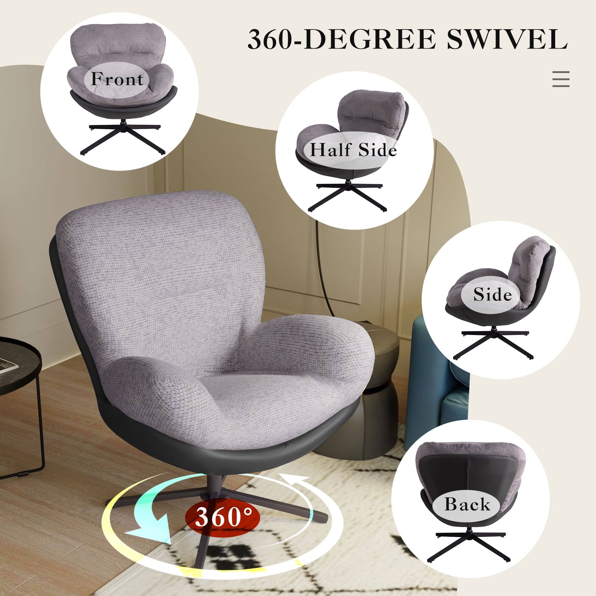 360-DEGREE SWIVEL

Front  
Half Side  
Side  
Back  

360°