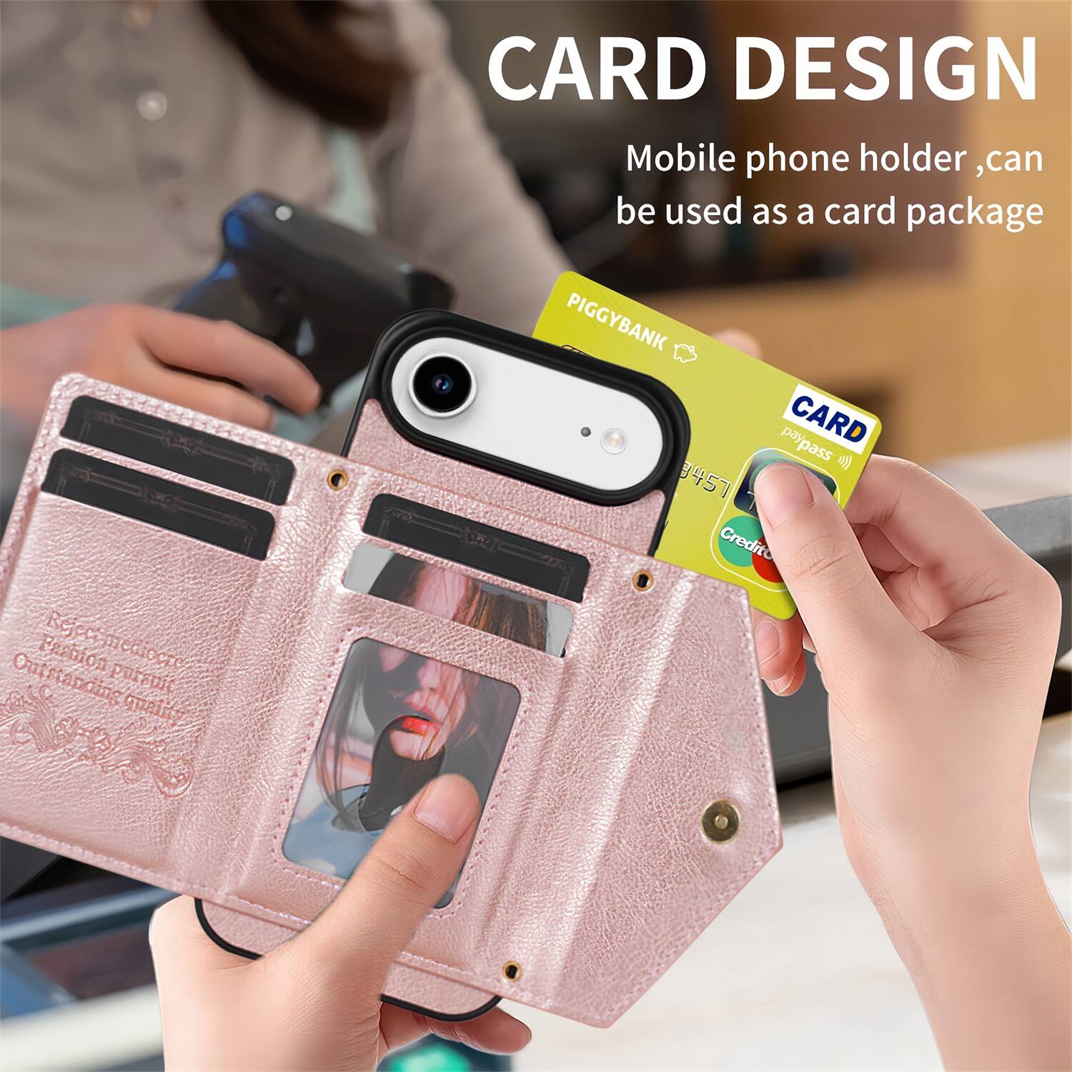 CARD DESIGN  
Mobile phone holder, can be used as a card package  

PIGGYBANK  
CARD  
paypass  
40) B457  
Credito  
Rejecs  
mCai  
OT  
Faamon  
mediocre  
OCEe  
Outstanding  
PurFuR  
quainy