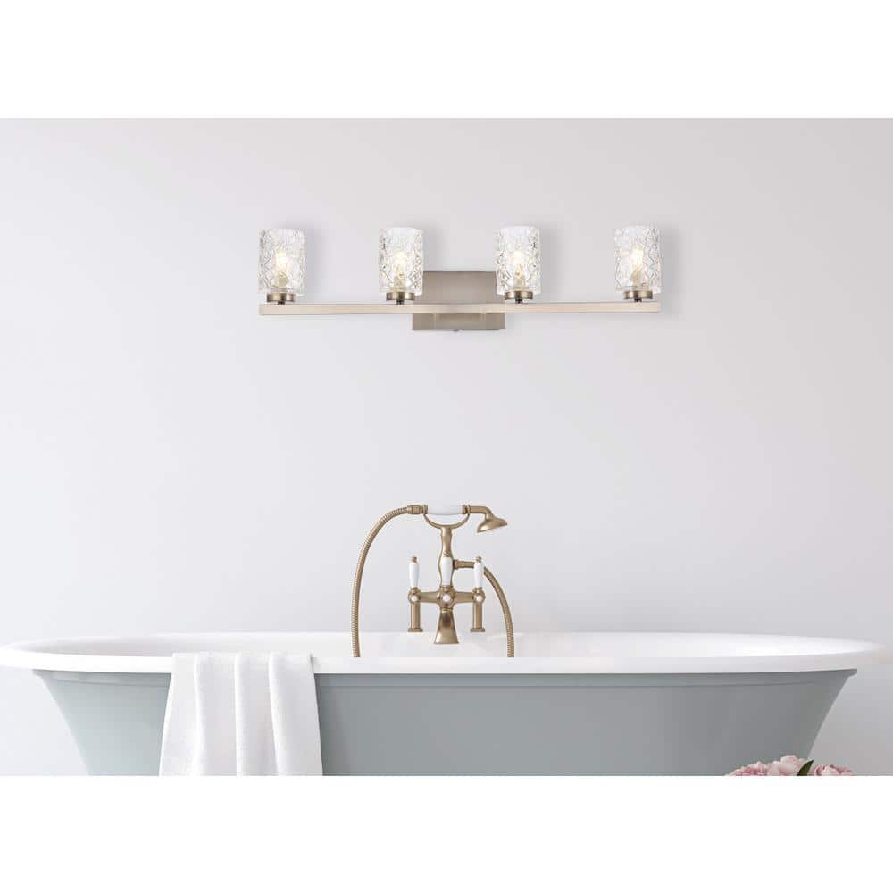 Living District - Cassie 4 lights bath sconce in satin nickel with clear shade - Satin Nickel And Clear Shade price history on PriceWatchPro