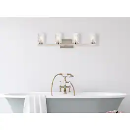 Living District - Cassie 4 lights bath sconce in satin nickel with clear shade - Satin Nickel And Clear Shade