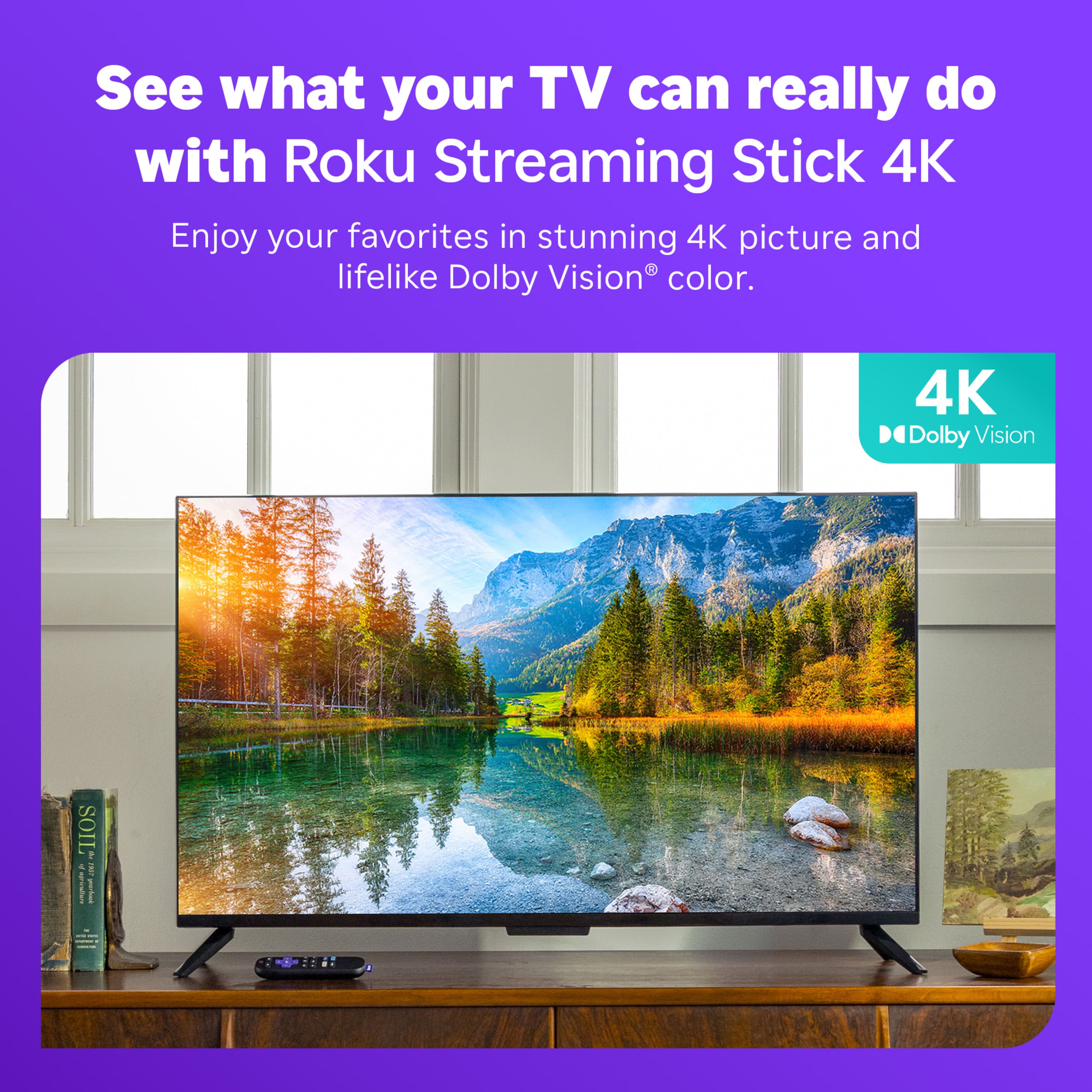 See what your TV can really do with Roku Streaming Stick 4K. Enjoy your favorites in stunning 4K picture and lifelike Dolby Vision color.