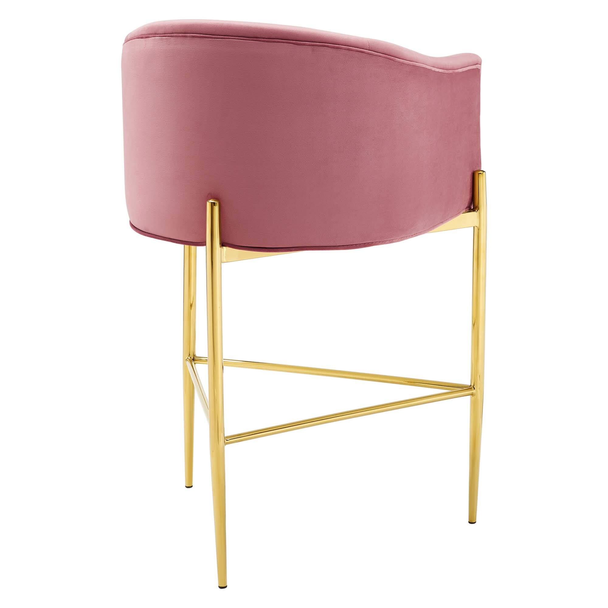 Alt View 2. Modway - Savour Tufted Performance Velvet Bar Stool by Modway - Dusty Rose.