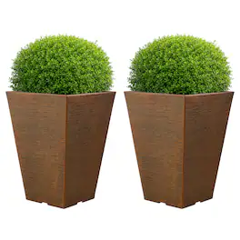 Pure Garden - 2-Pack Large Outdoor Planters 13.75-Inch Tall Planters Plastic Flower Pots for Patio, Entryway, or Front Porch Decor