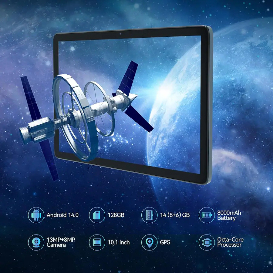 MEIZE 2026 Latest 11 Inch Android 14 Tablet, 128GB ROM+16(8+8)GB RAM ...
