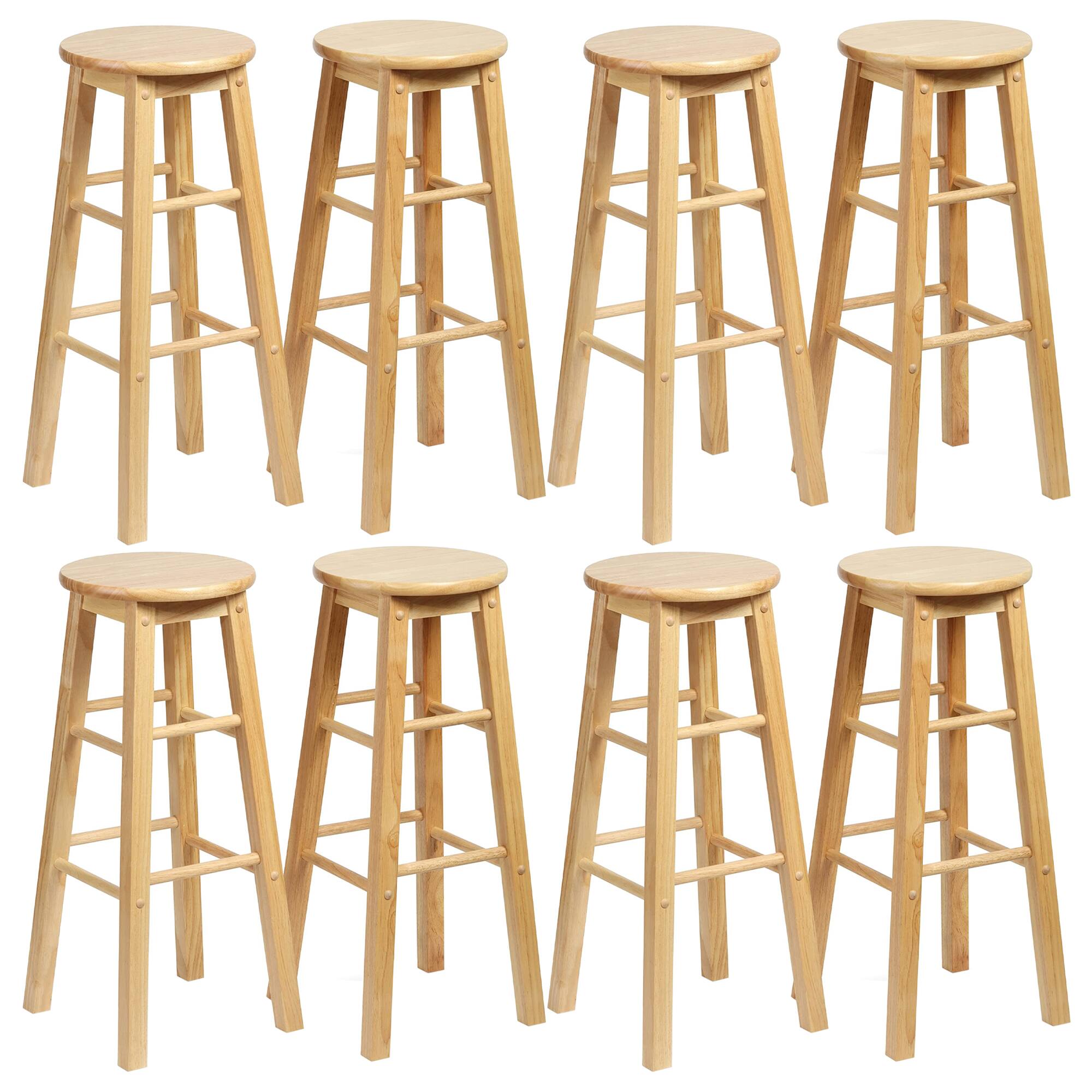 Front. PJ Wood - PJ Wood Classic Round Seat 29" Tall Kitchen Counter Stools, Natural (Set of 8) - Natural/Brown.