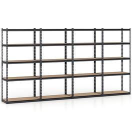 Gymax - 4PCS 5-Tier Garage Shelving Unit 2200 LBS Heavy Duty Metal Storage Shelves - Black